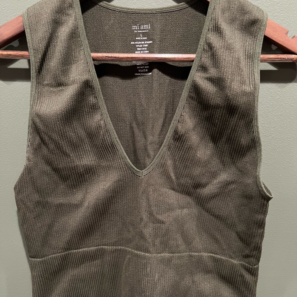 Dark Olive Ribbed Tank Top